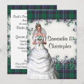 Groene tartan bruiloft kaart (Voorkant / Achterkant)