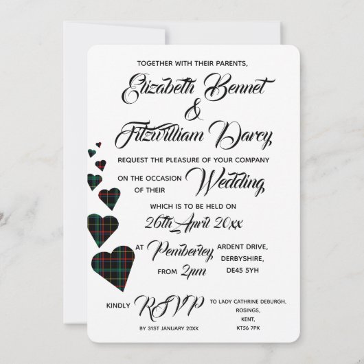Groene Tartan bruiloft uitnodiging (Achterkant)