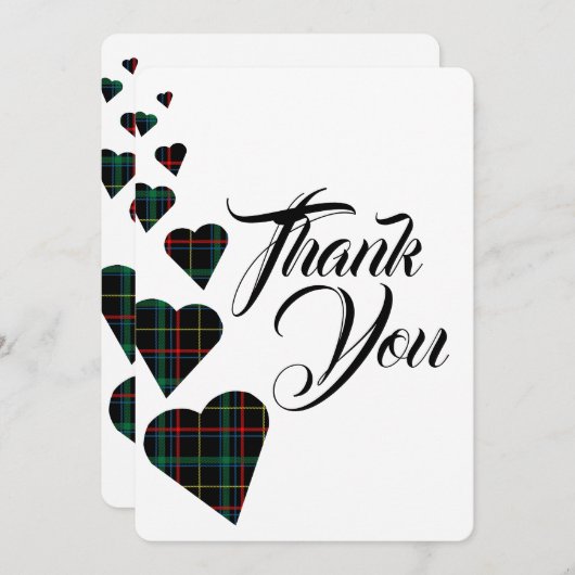 Groene Tartan Dank u kaart (Voorkant / Achterkant)