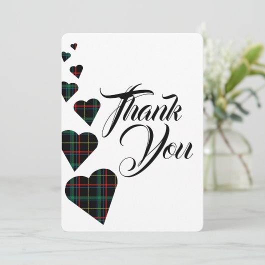 Groene Tartan Dank u kaart (Staand voorkant)
