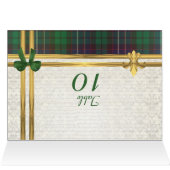 Groene tartan en goud op wit demasetabelnummer (Binnen Horizontaal (Boven))