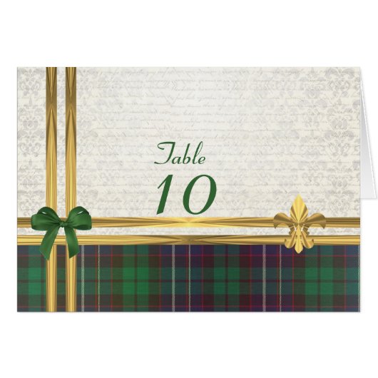 Groene tartan en goud op wit demasetabelnummer (Voorkant Horizontaal)