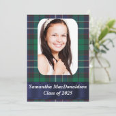 Groene tartan foto afstuderen kaart (Staand voorkant)