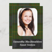 Groene tartan fotosjabloon, zestien kaart (Voorkant / Achterkant)