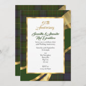 Groene tartan geruite gouden huwelijksjubileum kaart (Voorkant / Achterkant)