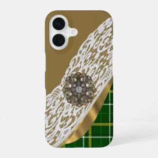 Groene tartan geruite kant iPhone 16 hoesje