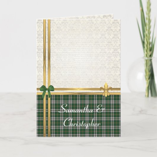 Groene tartan & goud op damast (Voorkant)