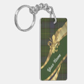 Groene tartan & gouden lint sleutelhanger (Voorkant Links)