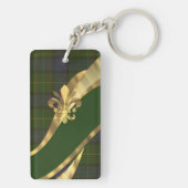 Groene tartan & gouden lint sleutelhanger (achterkant)