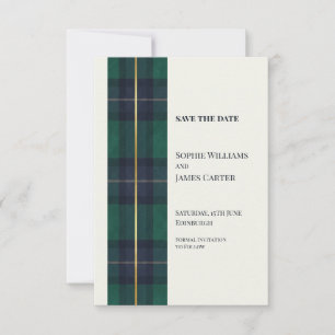 Groene Tartan Huwelijk Save The Date