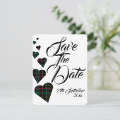 Groene Tartan Huwelijk Save The Date Kaart (Staand voorkant)
