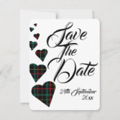 Groene Tartan Huwelijk Save The Date Kaart (Voorkant)