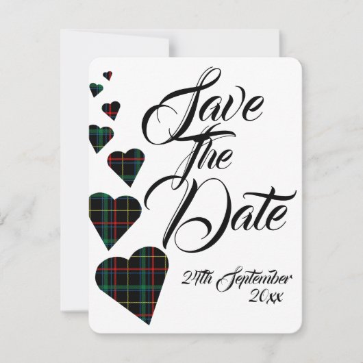 Groene Tartan Huwelijk Save The Date Kaart (Voorkant)