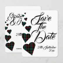 Groene Tartan Huwelijk Save The Date