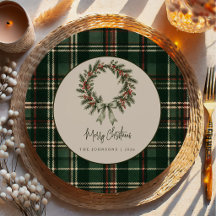 Groene tartan kerstkrans