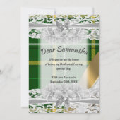 Groene tartan plaid bruidsmeisje uitnodiging (Achterkant)