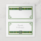 Groene tartan plaid bruiloft plaatskaartje (Buitenkant ongevouwen)