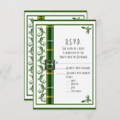 Groene tartan plaid bruiloft R.S.V.P RSVP Kaartje (Voorkant / Achterkant)