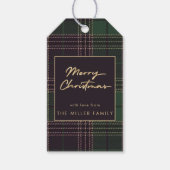 Groene Tartan Plaid Buffel Faux Gold Minimaal Cadeaulabel (Voorkant)