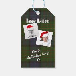 Groene tartan plaid feestdagen fotocollage cadeaulabel