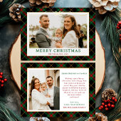  Groene Tartan Plaid Foto Kerst Folie Feestdagenkaart