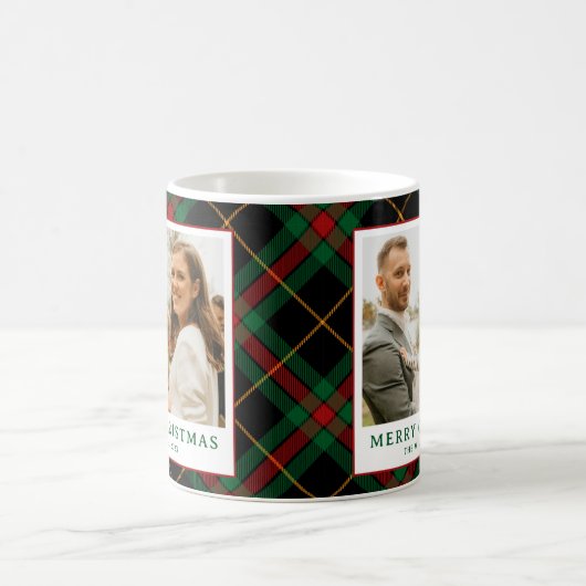  Groene Tartan Plaid Foto Kerst Koffiemok (Center)