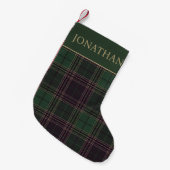 Groene Tartan Plaid Gepersonaliseerde Kerstmis kou Kleine Kerstsok (Voorkant (Hangend))