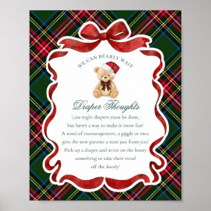 Groene Tartan Plaid Kerstbeer Luiers Gedachten Poster