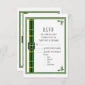 Groene tartan plaid lint bruiloft R.S.V.P RSVP Kaartje (Voorkant / Achterkant)