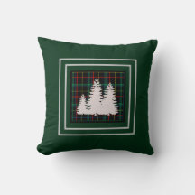 Groene Tartan Plaid Pine Tree Silhouet