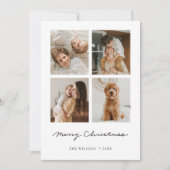 Groene Tartan Plaid Vrolijk Kerstmis Multi Foto Feestdagenkaart (Voorkant)