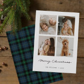 Groene Tartan Plaid Vrolijk Kerstmis Multi Foto Feestdagenkaart