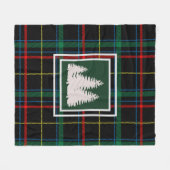 Groene Tartan Plaid & Witte dennenboom Silhouet Fleece Deken (Voorkant (Horizontaal))