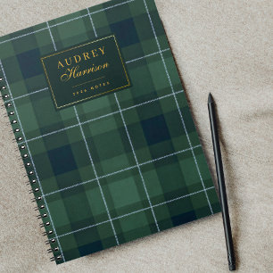 Groene Tartan Polo Plaid Vintage Naam 2026 Notitie Notitieboek