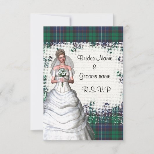 Groene tartan RSVP Kaartje (Voorkant)