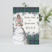 Groene tartan RSVP Kaartje (Staand voorkant)