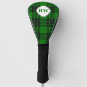 Groene Tartan Schotse Plaid Monogram Golfheadcover (Voorkant)
