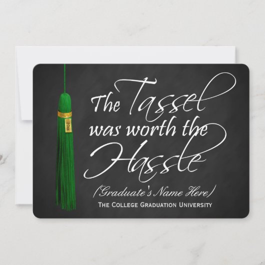 Groene Tassel Worth of the Hassle College Graduing Kaart (Voorkant)