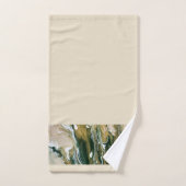 Groene & Taupe Abstracte Rand Badhanddoeken Bad Handdoek (Handdoek)