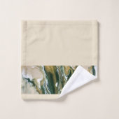 Groene & Taupe Abstracte Rand Badhanddoeken Bad Handdoek (Wasdoekje)