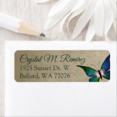 Groene, Taupe Butterfly Return Address Labels (Insitu)
