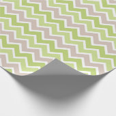 GROENE TAUPE WITTE ZIG ZAG STREPEN CADEAUPAPIER (Hoek)