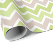 GROENE TAUPE WITTE ZIG ZAG STREPEN CADEAUPAPIER (Rol Hoek)