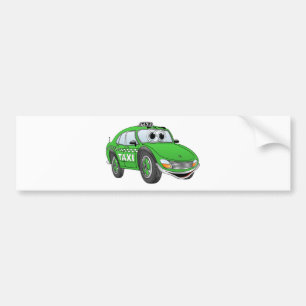 Groene taxicabine Cartoon Bumpersticker