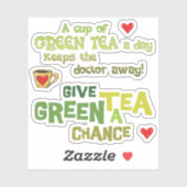 Groene Tea Lover's Vinyl Cutout Sticker Set (Vel)