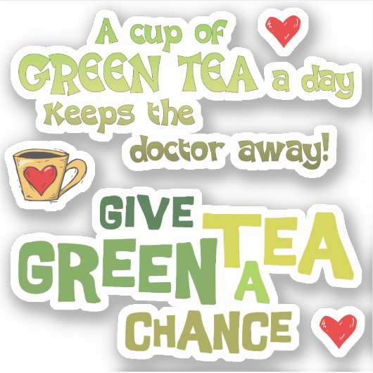 Groene Tea Lover's Vinyl Cutout Sticker Set (Voorkant)