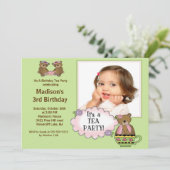 Groene Tea Party Foto van Birthday Party Kaart (Staand voorkant)