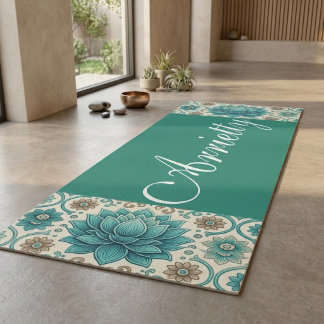 Groene Teal Mindful Heilige Lotus Mandala Spiritue Yogamat