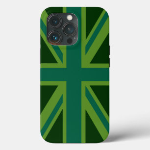 Groene Teal Union Jack Britse Vlag Achtergrond Case-Mate iPhone Case
