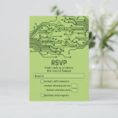 Groene Tech Computer Circuit Board Bar Mitzvah RSVP Kaartje (Staand voorkant)
